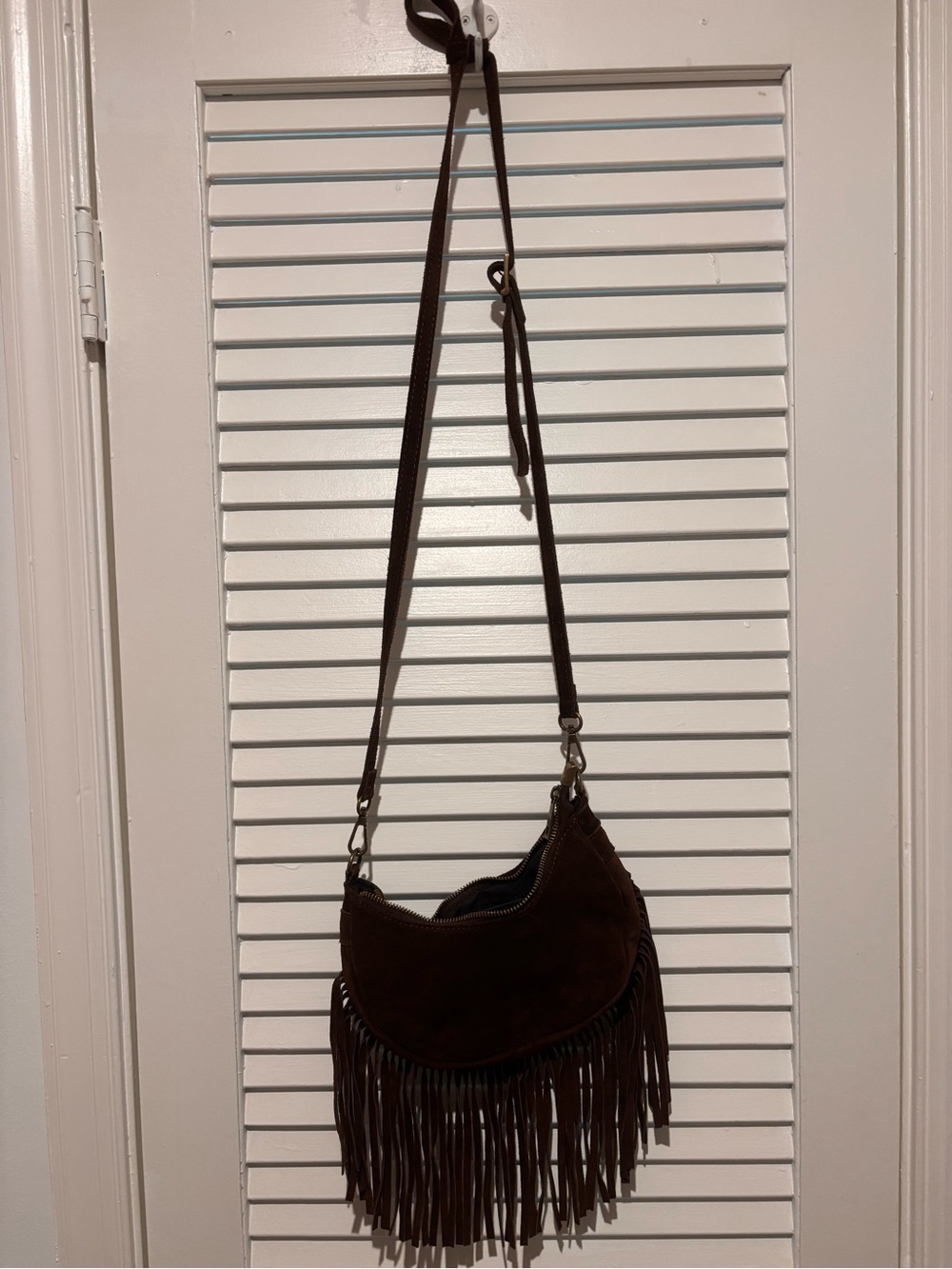 Brown Suede Fringe Shoulder Bag - Picture 7 of 7